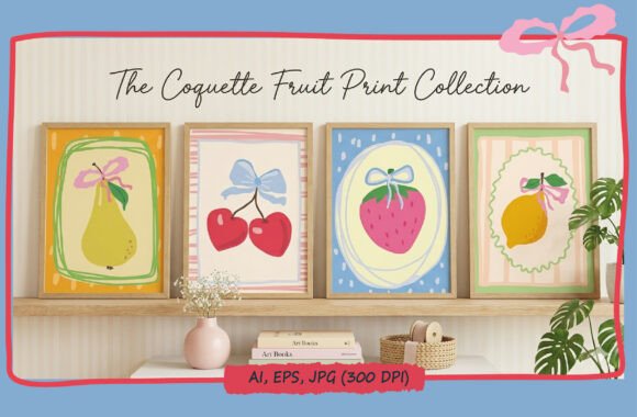 Download Coquette Aesthetic Cute Fruit Poster Set - Aesthetic Collection