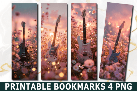 Download Aesthetic Sunset Guitar Meadow Bookmark - Aesthetic Collection