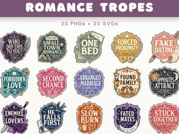Download Romance Tropes Badge Clipart Bookish PNG - Romance Collection
