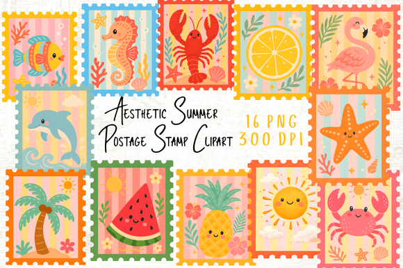 Download Aesthetic Summer Postage Stamp Clipart - Aesthetic Collection